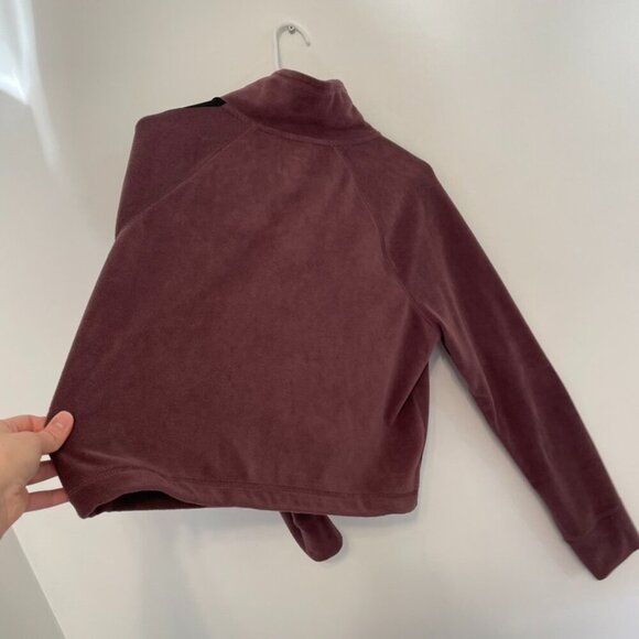 CALVIN KLEIN PERFORMANCE Half Zip Logo Top Purple Fleece 1/2 Zip Crop Sweatshirt - Picture 15 of 15